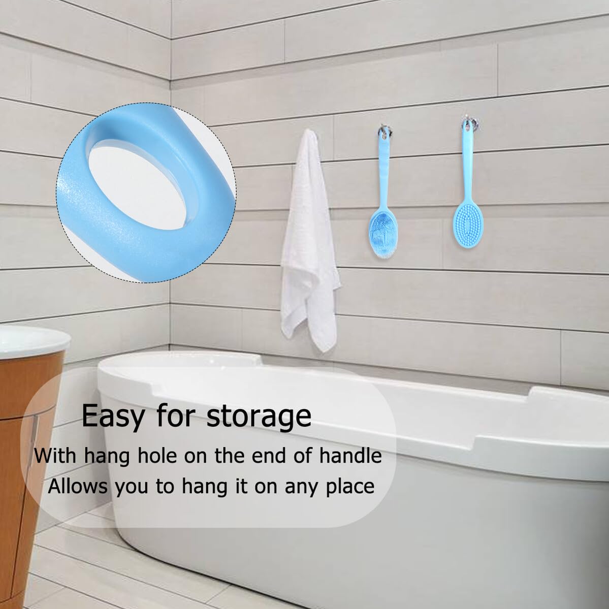 ABOOFAN Silicone Shower Brush with Long Handle for Body Cleaning and Exfoliating Ergonomic Bath Scrubber for Back Neck Shoulders Soft Non-Allergic Beauty and Personal Care ABOOFAN