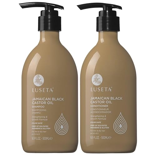 Luseta Castor Oil Shampoo and Conditioner Set for Thinning Hair - Strengthening Set for Thicker Fuller Looking Hair & Split End Repair for Men Women Beauty & Personal Care L LUSETA