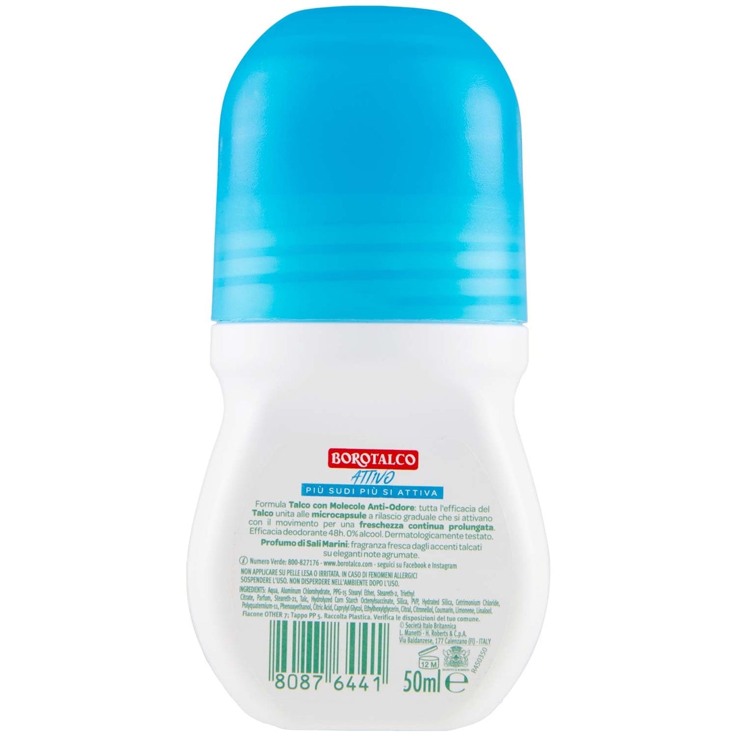 Borotalco, Deodorante Roll On Active Blu, Formato 50ml, 1.6 Fl Oz made in Italy [italian import] Beauty and Personal Care Borotalco