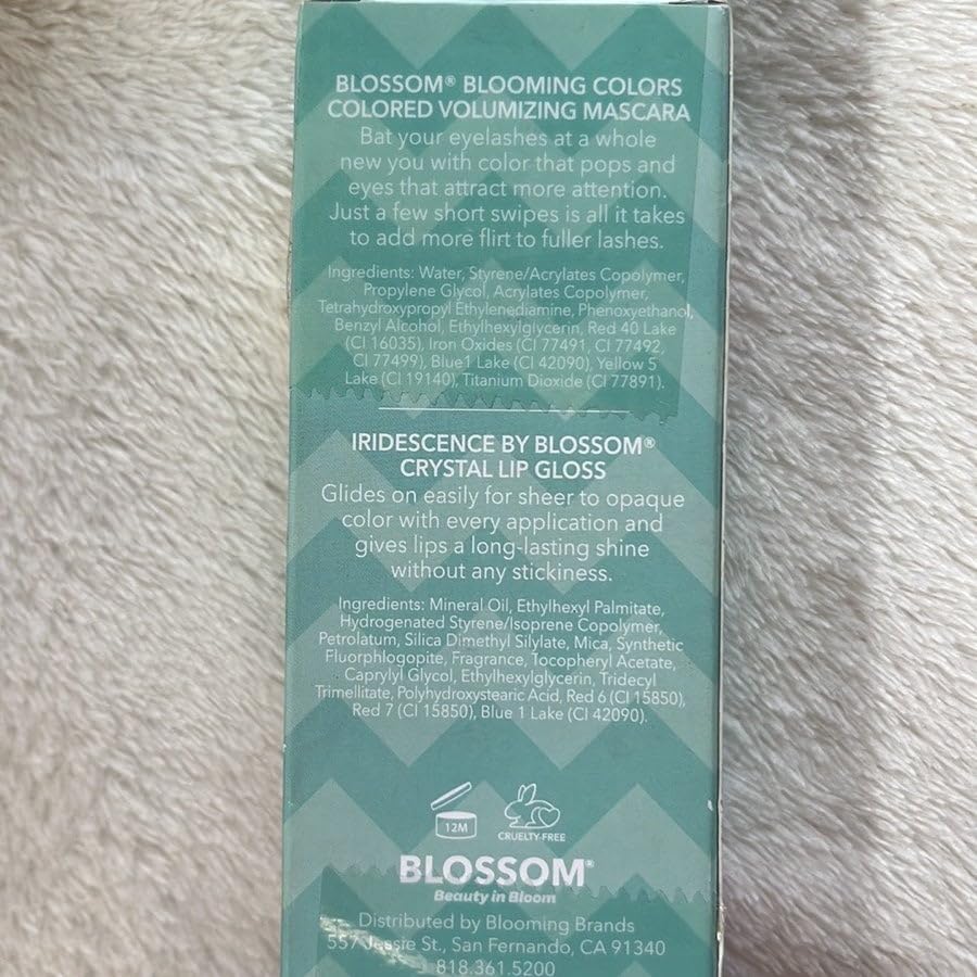 Blossom Liquid Volumizing Water Resistant Color Mascara, Iridescence Watermelon Flavored Glitter Shimmer Sparkle Crystal Lip Gloss, 0.22 fl. oz, 2 Beauty & Personal Care Blossom