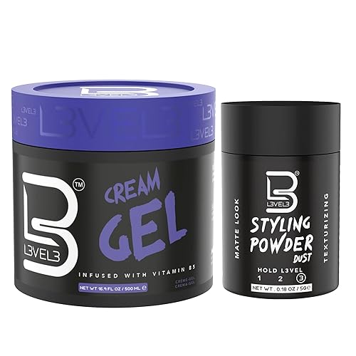 L3 Level 3 Cream Gel and Sample Powder - Provides Volume and Medium Hold - With Vitamins to Nourish and Protect Hair Level Three Mens Hair Styling Beauty & Personal Care L3