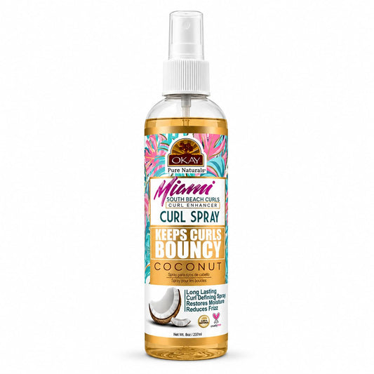 OKAY Miami South Beach Curls Curl Enhancer Spray 8 oz - Hydrating Curl Defining Spray for Frizz Control, Volume & Lightweight Hold - Non-Greasy Hair Beauty & Personal Care OKAY