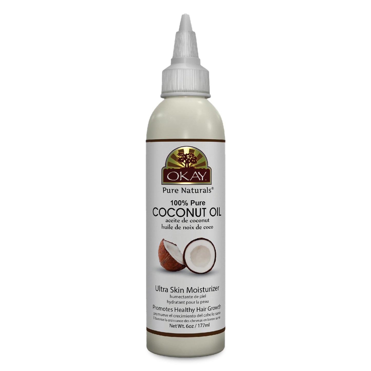 OKAY 100% Pure Coconut Oil for Hair & Skin - Coconut Oil for Women & Men, Perfect for Body & Face, for Massage & Moisturizer, Natural - 6 Fl Oz Beauty & Personal Care OKAY