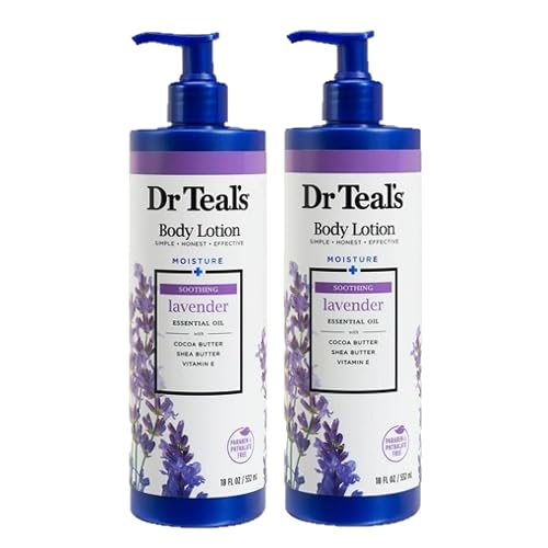 Dr Teal's Body Lotion - Moisture Plus - Soothing Lavender Essential Oil, 36 Fl Oz (Two 18 Fl Oz Bottles) Beauty & Personal Care Dr Teal's