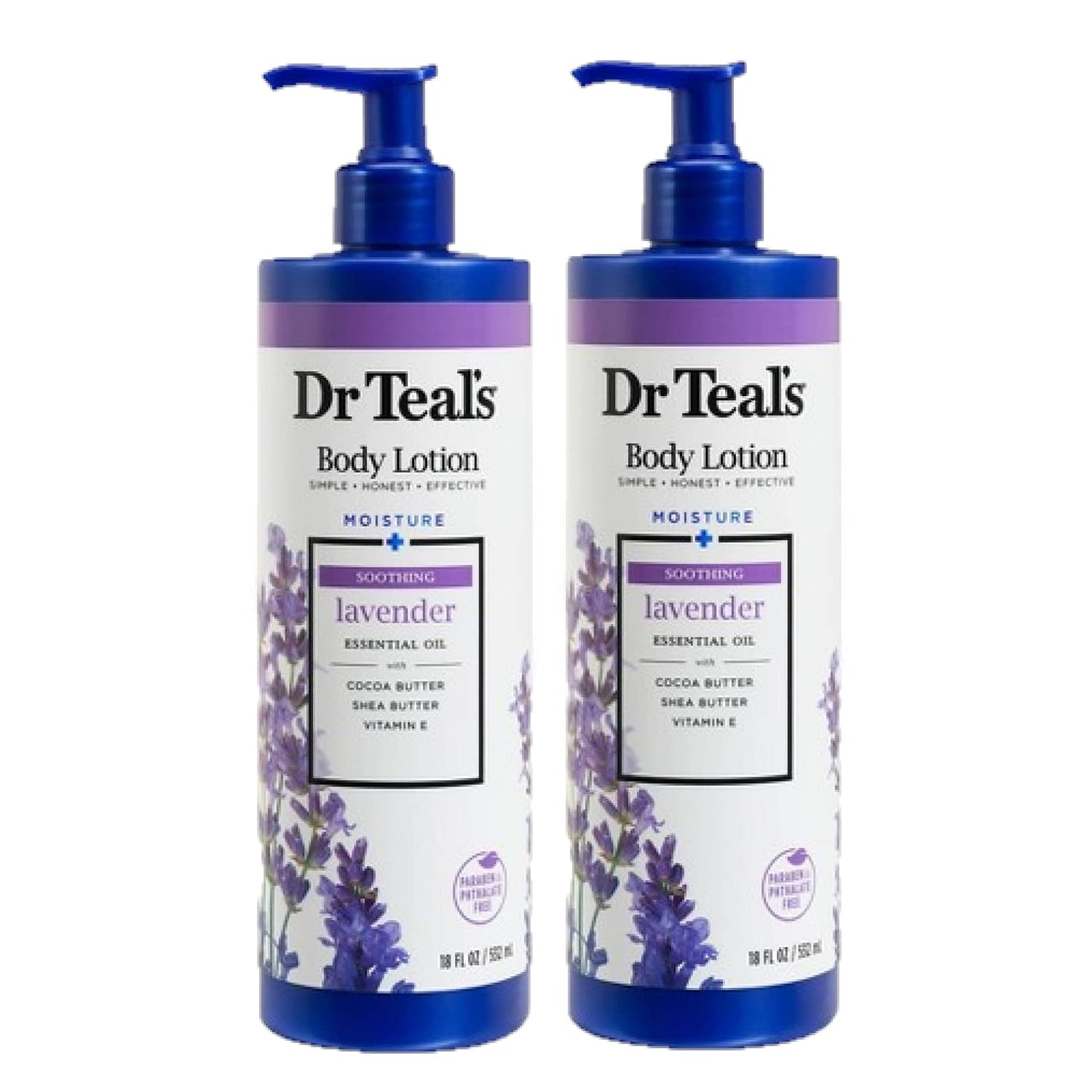 Dr Teal's Body Lotion - Moisture Plus - Soothing Lavender Essential Oil, 36 Fl Oz (Two 18 Fl Oz Bottles) Beauty & Personal Care Dr Teal's