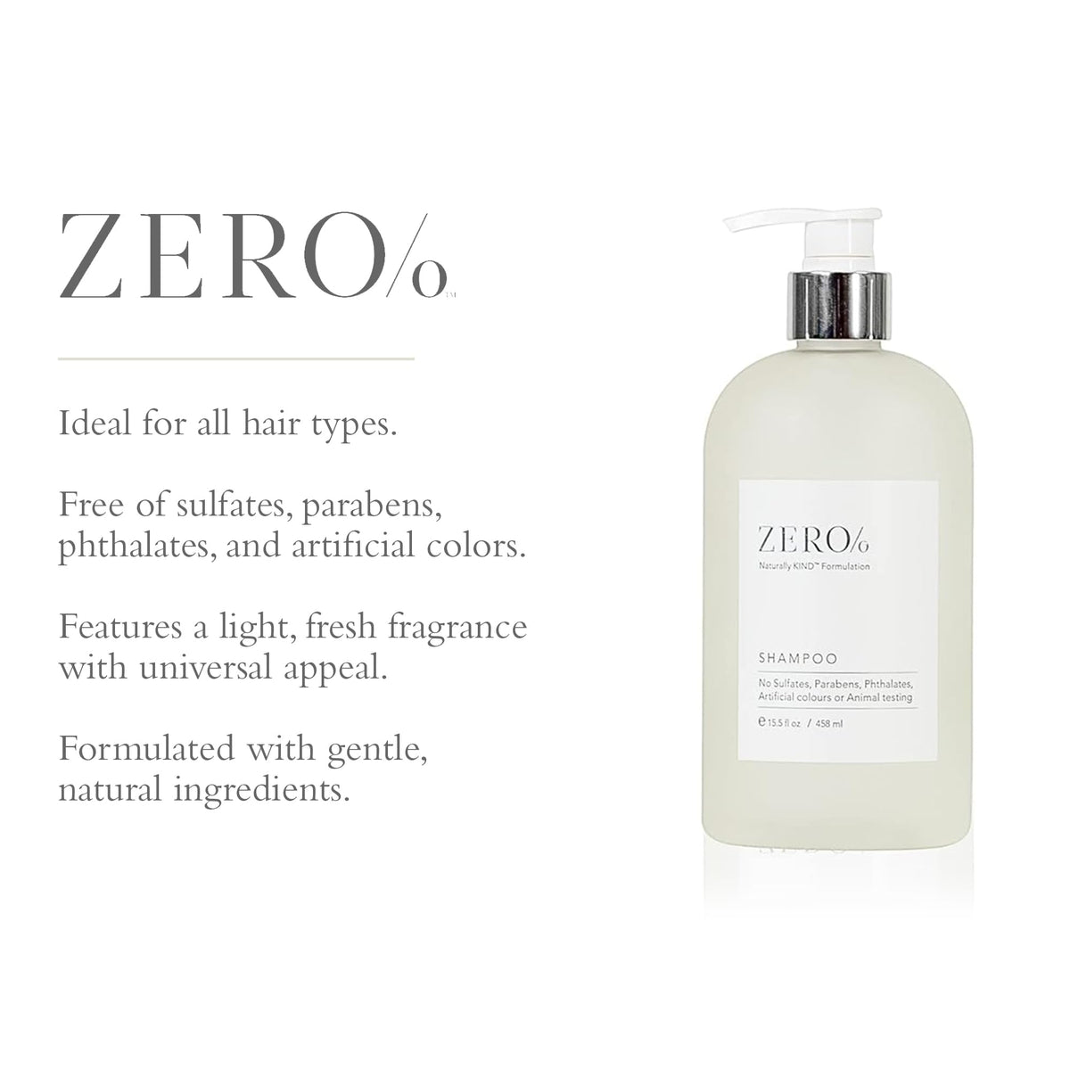 Gilchrist & Soames Zero% Unisex Shampoo - Natural, Sulfate Free, Paraben Free, Cruelty Free Formula for All Hair Types, Gentle Hair & Scalp Cleansing
