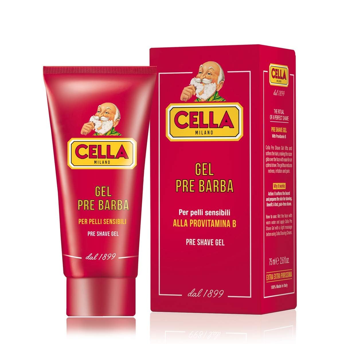 Cella Milano Conditioning Pre?Shave Gel - Italian Skin?Protecting Wet Shave Primer with Provitamin B & Panthenol, 2.6 oz, Glides Razor for Smooth Beauty and Personal Care Cella