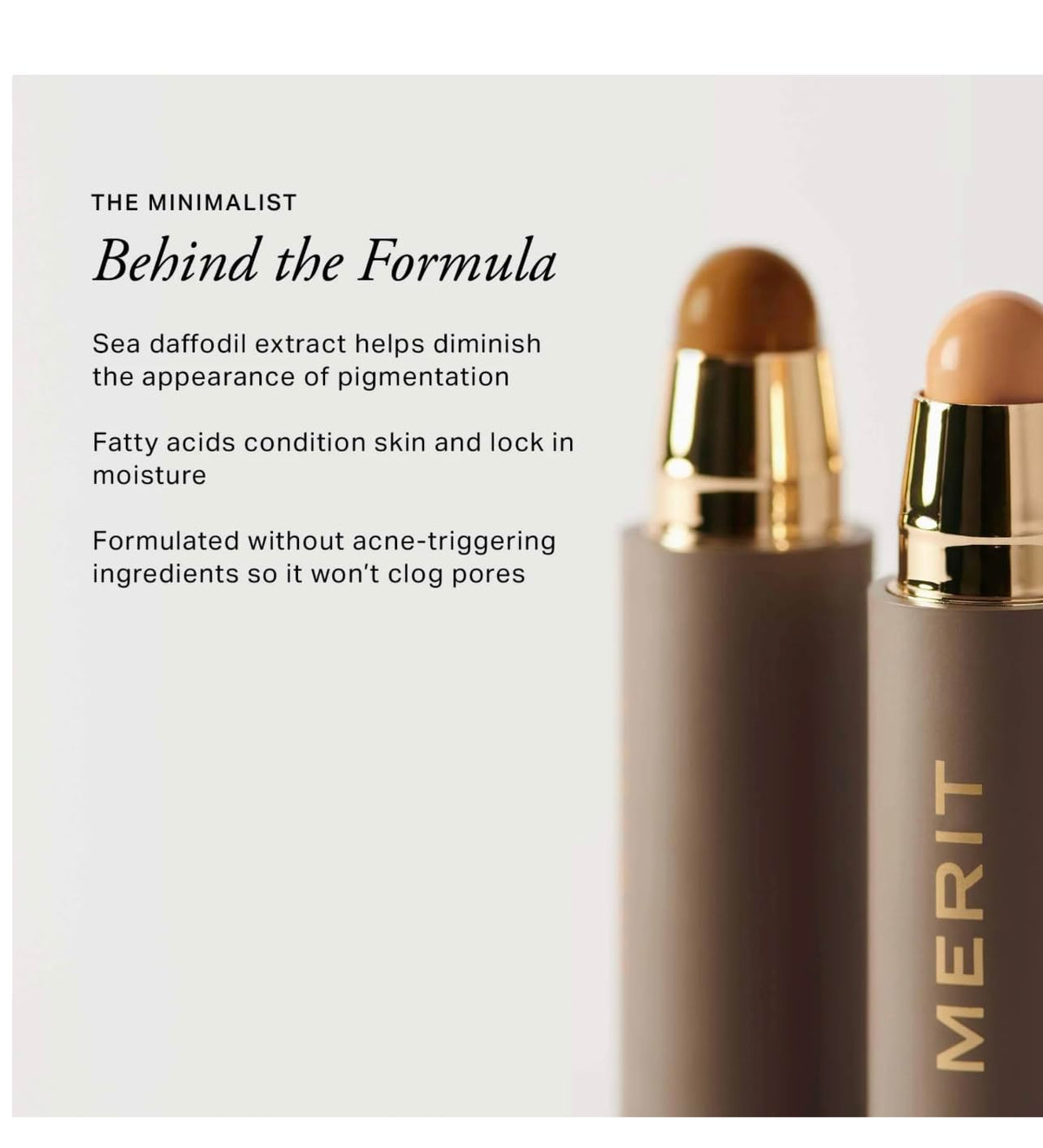 MERIT The Minimalist Perfecting Complexion Foundation and Concealer Stick Camel