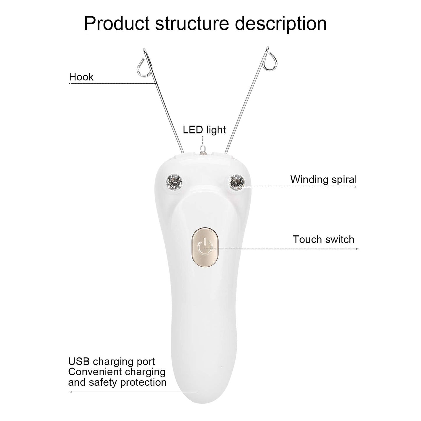 Sunicon Facial Threading Hair Removal, USB Rechargeable Electric Women Cordless Facial Threading Epilator Ladies Beauty Epilator Trimmer Cotton Beauty and Personal Care Sunicon