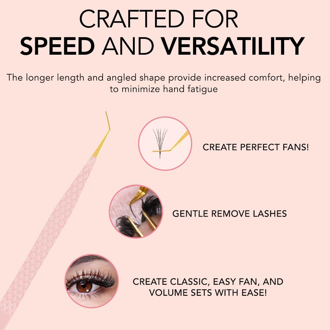 KIARA SKY LASH Tweezer for Eyelash Extensions - Precision Fiber Tip Grip - Volume, Mega Volume, and Lash Removal Fills - Comfortable Ergonomic Design Beauty and Personal Care KIARA SKY