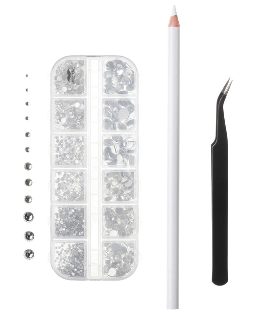 Mr. Pen - 2000 Pcs Rhinestones with Pick Up Tweezer & Picking Pen, Flat Back Round Rhinestones for Crafts, Face Gems, Nails & Makeup Beauty & Personal Care Mr. Pen