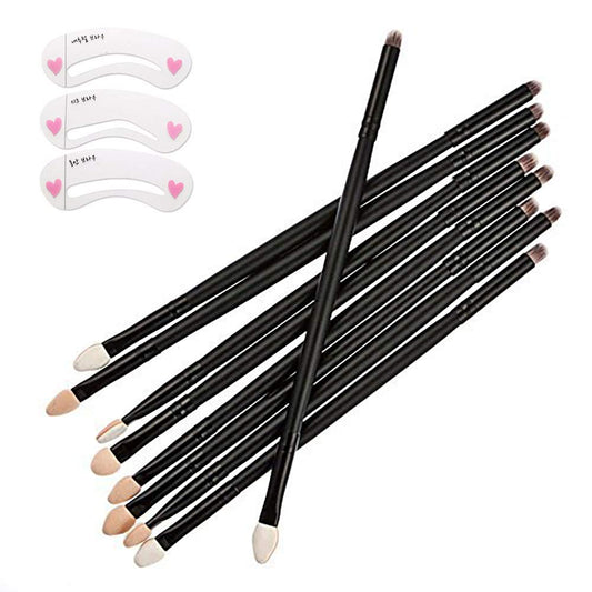 Coobbar 10Pcs Black Double-headed Sponge Eyeshadow Brush With Nose Shadow Brush Beauty & Personal Care Coobbar