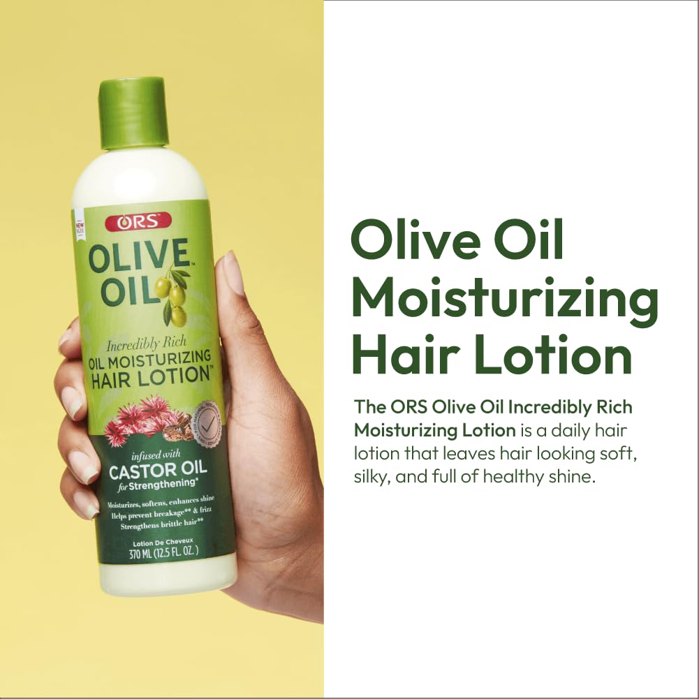 ORS Olive Oil Incredibly Rich Moisturizing Hair Lotion with Castor Oil for Strengthening 12.5 Ounces (1)