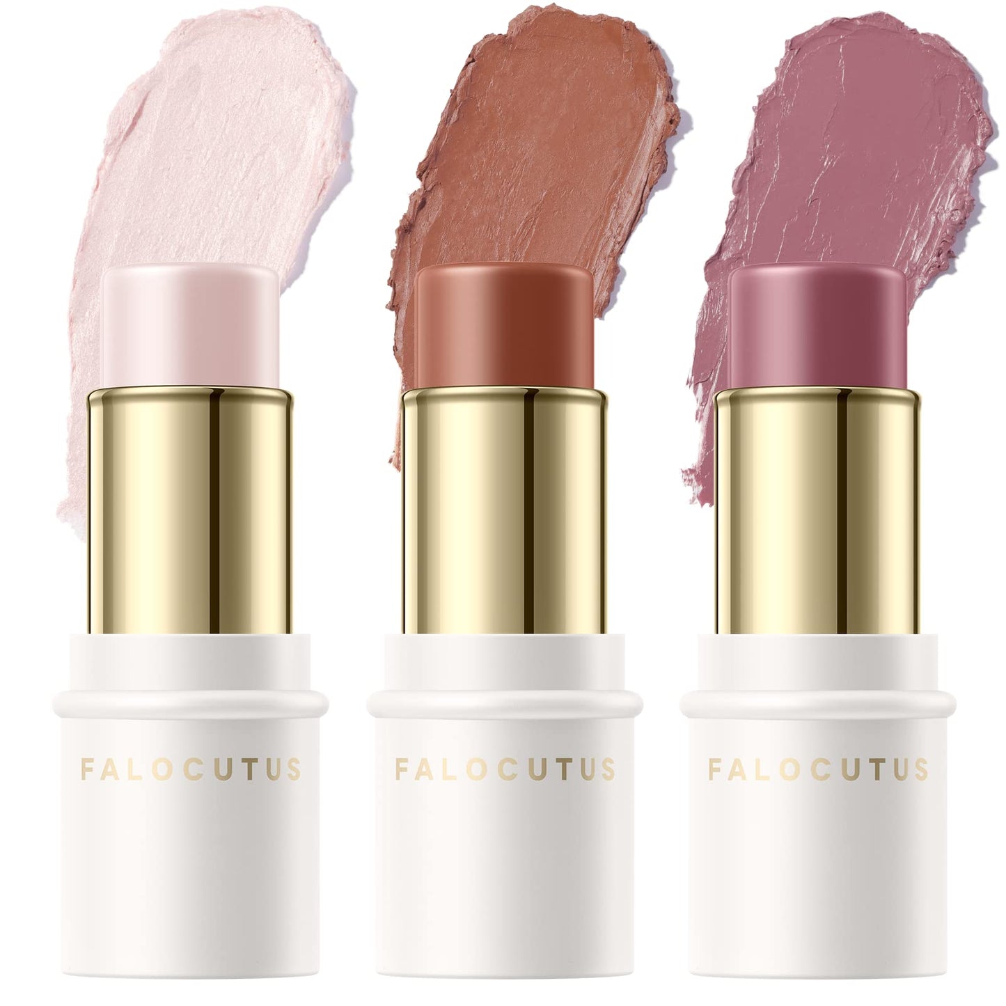 FALOCUTUS 3 Pcs UNIVERSAl Contour Stick Set,Cream Blush & Highlighter Bronzer Pen,Long Lasting & Smooth Natural Face Contouring Beauty & Personal Care Falocutus