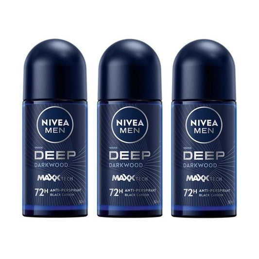 NIVEA MEN DEEP Darkwood Roll-On Anti-Perspirant, 50 ml, Pack of 3 Beauty and Personal Care NIVEA