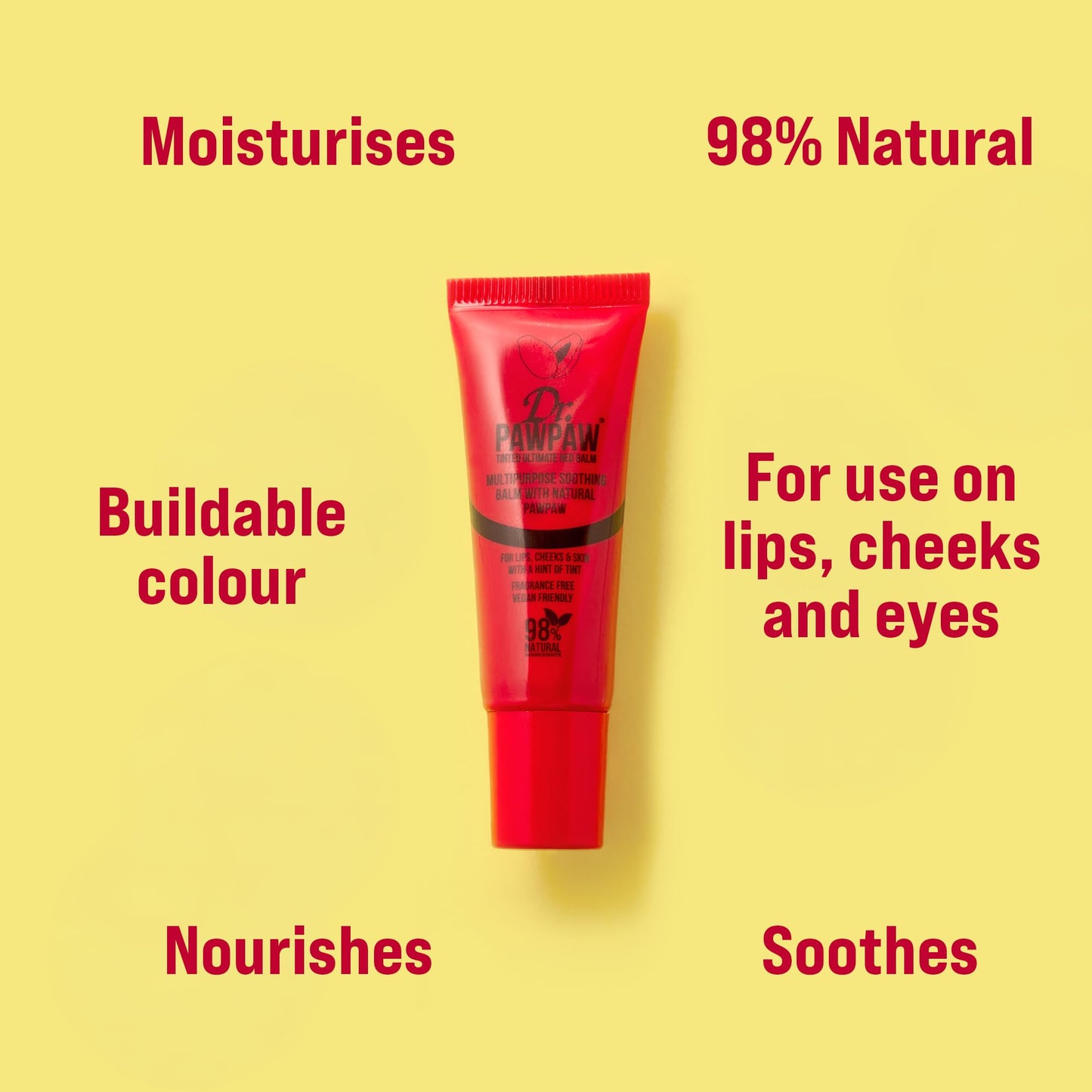 Dr. PawPaw Multipurpose Tinted - Lip Moisturizer with Buildable Color - Natural Tinted Lip Balm - Safe for Sensitive Skin - Ultimate Red - 0.33 oz Beauty and Personal Care Dr. PAWPAW ORIGINAL BALM