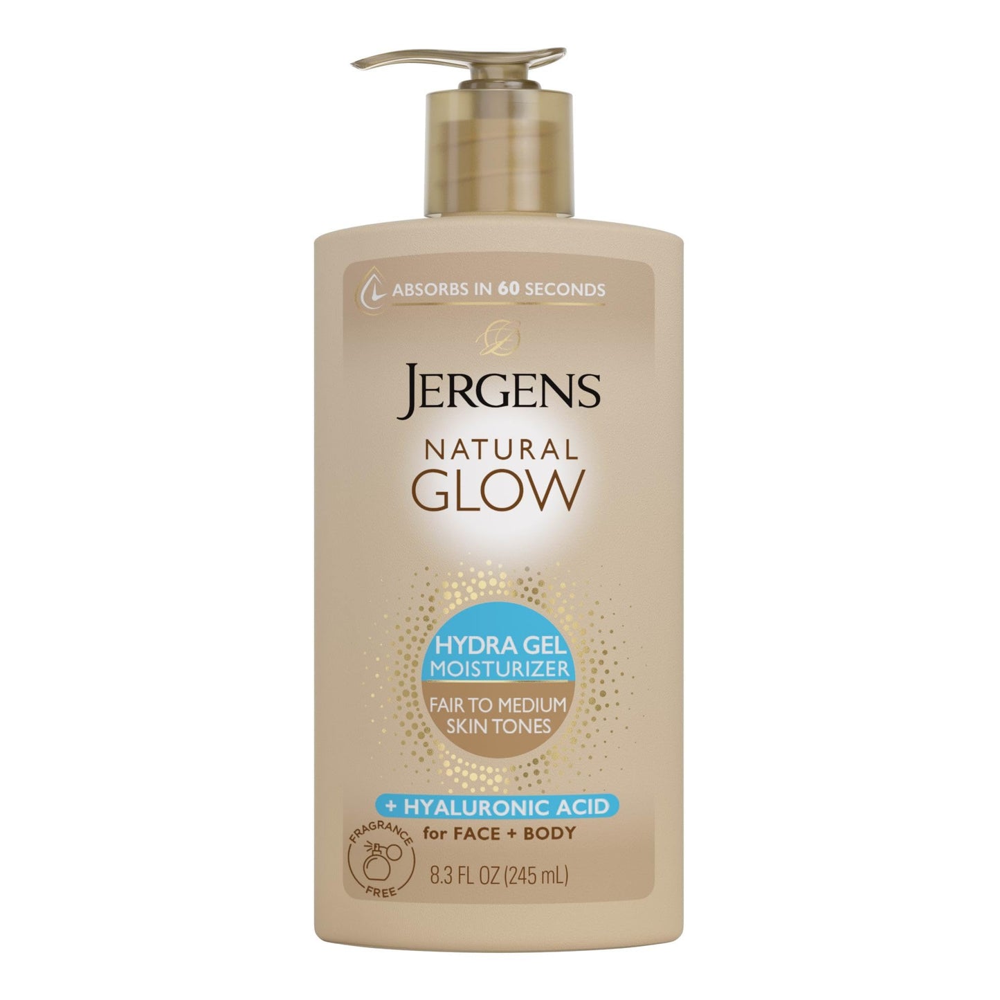 Jergens Natural Glow Hydra Gel Moisturizer, Gradual Tanning Lotion with Hyaluronic Acid, Hydrating Tanning Gel, Fragrance-Free Self Tanner, Fair Beauty and Personal Care Jergens
