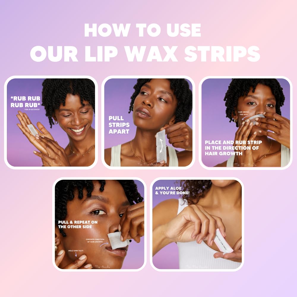 No Mo-Stache Shark Tank Lip Wax Strips for Hair Removal, 24 Hypoallergenic Waxing Strips For Upper Lip, Chin, Eyebrows, and Face Beauty and Personal Care No mo-stache