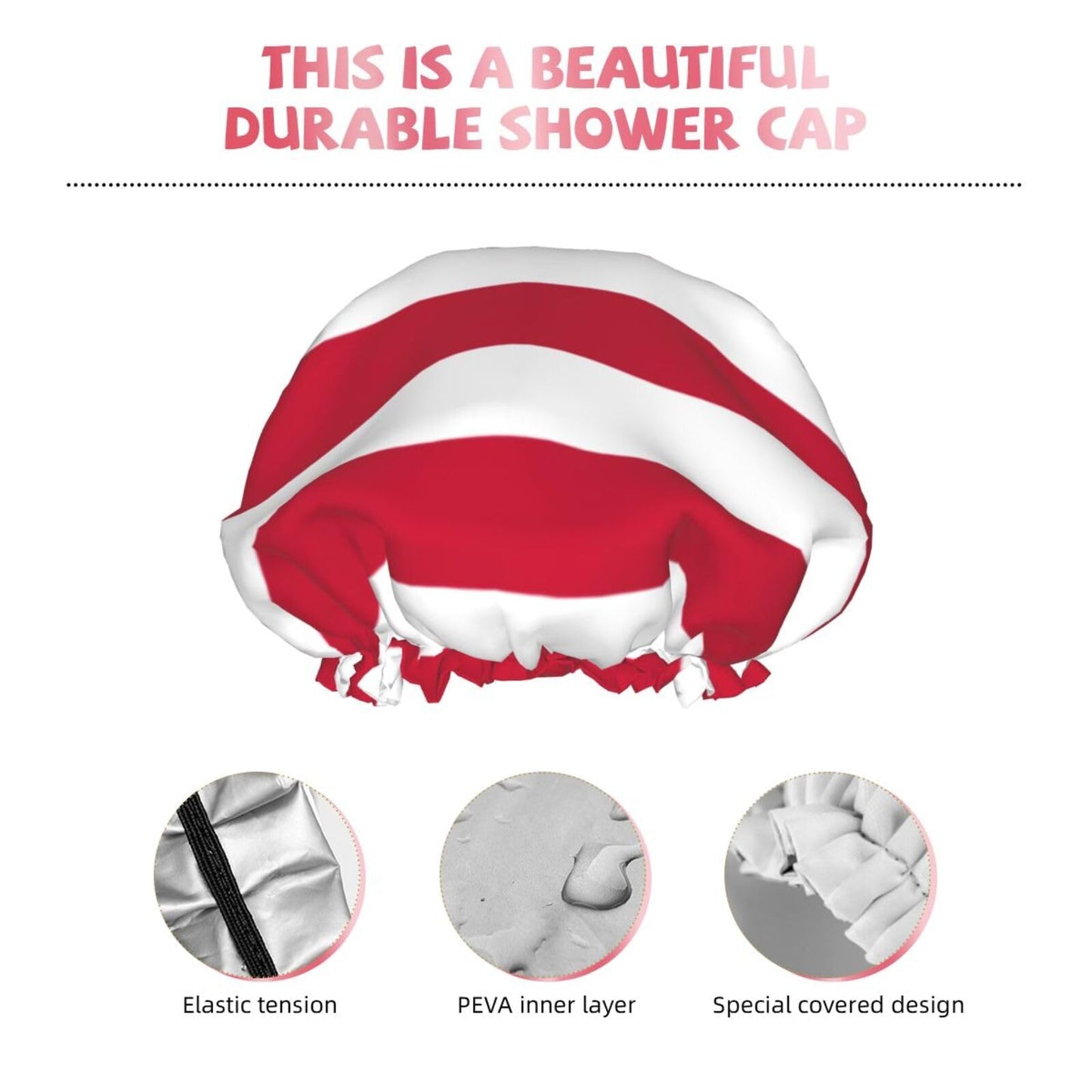 Liberia Flag Prints Shower Cap Double Layer Lined Waterproof Bathing Shower Hat Beauty and Personal Care Hayyett