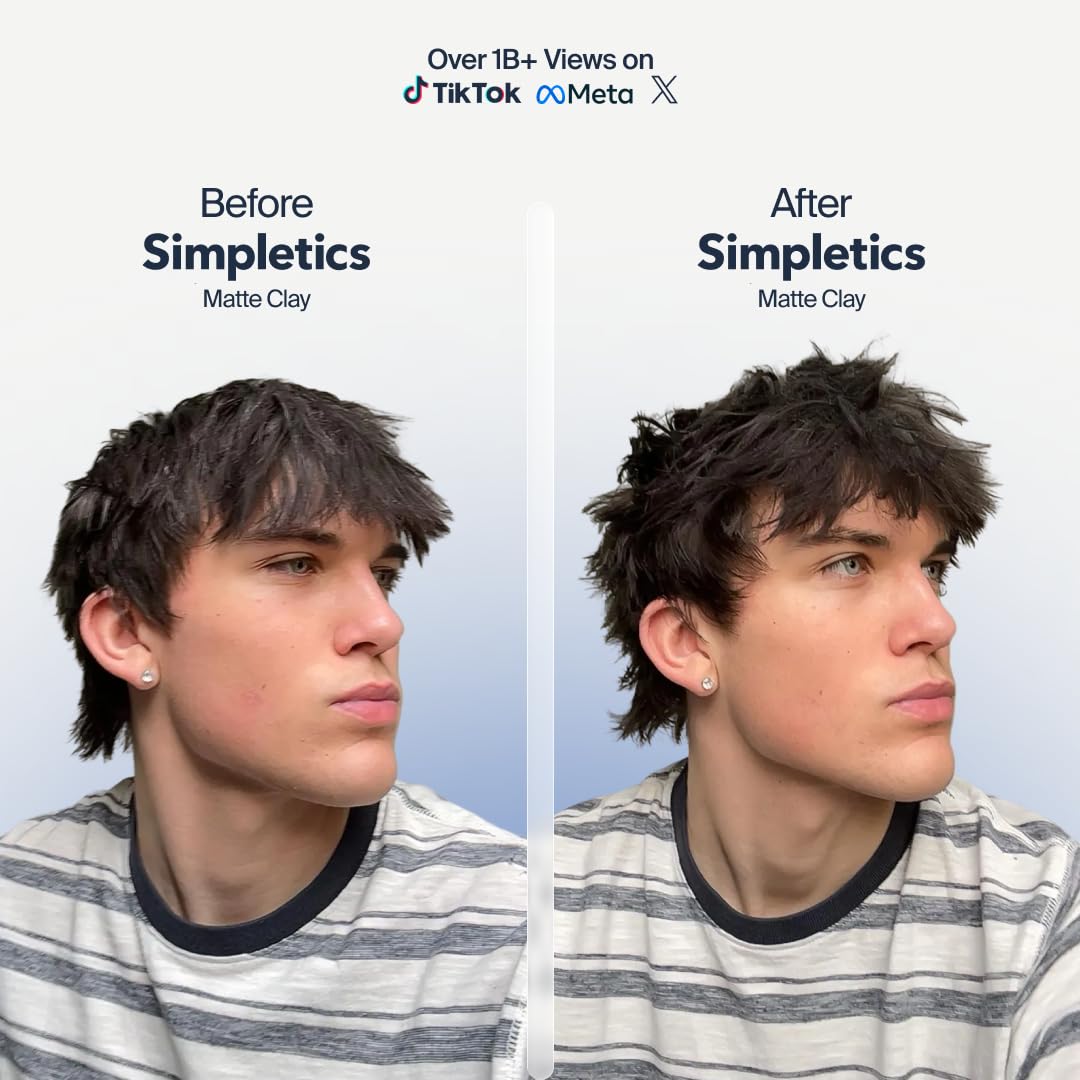 Simpletics Hair Clay for Men (Vanilla Scent) - Natural 6 Ingredient Matte Styling Clay with Beeswax & Coconut Oil - Strong Hold, Water Based Beauty & Personal Care Simpletics