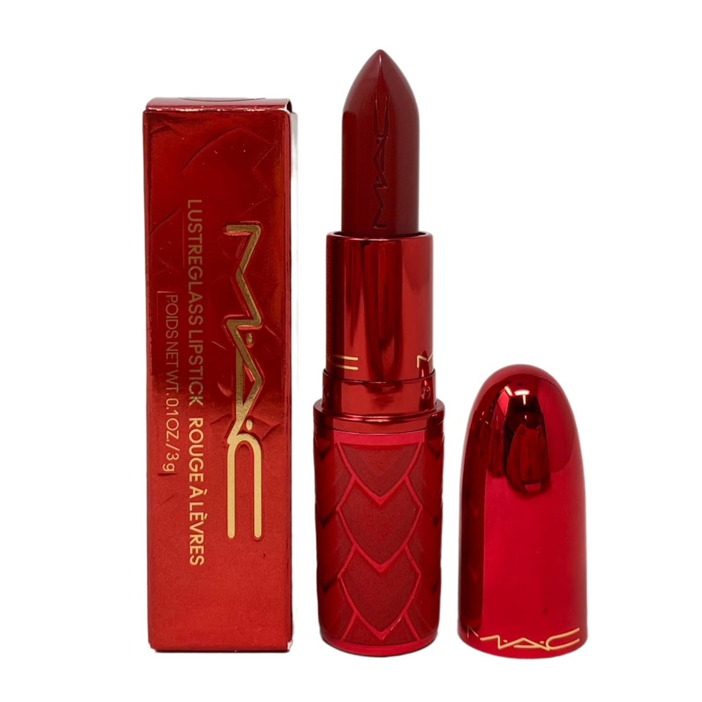 MAC Cosmetics Lovestruck Luck Collection Lustreglass Lipstick - Powerfully Potent (Deep Red) - 0.1 oz / 3 g Beauty & Personal Care MAC