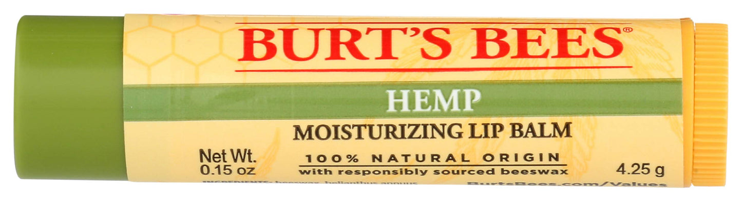 Burts Bees Hemp Moisturizing Lip Balm by Burts Bees for Unisex - 0.15 oz Lip Balm Beauty and Personal Care Burt's Bees