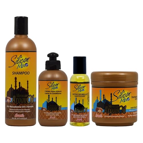 Silicon Mix Moroccan Argan Oil 4-Piece Set: Repairing Dry, Damaged Hair Beauty & Personal Care Silicon Mix