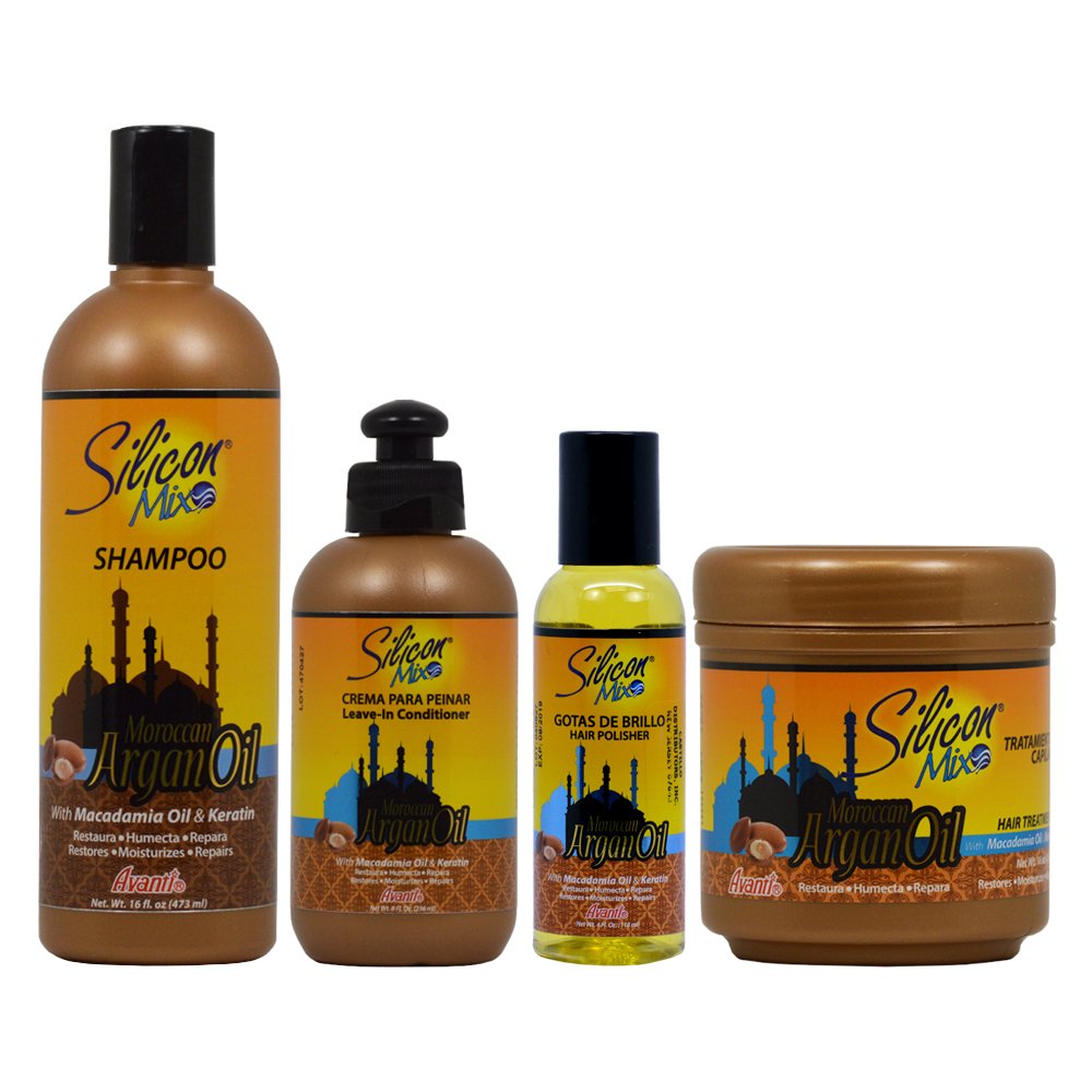 Silicon Mix Moroccan Argan Oil 4-Piece Set: Repairing Dry, Damaged Hair Beauty & Personal Care Silicon Mix