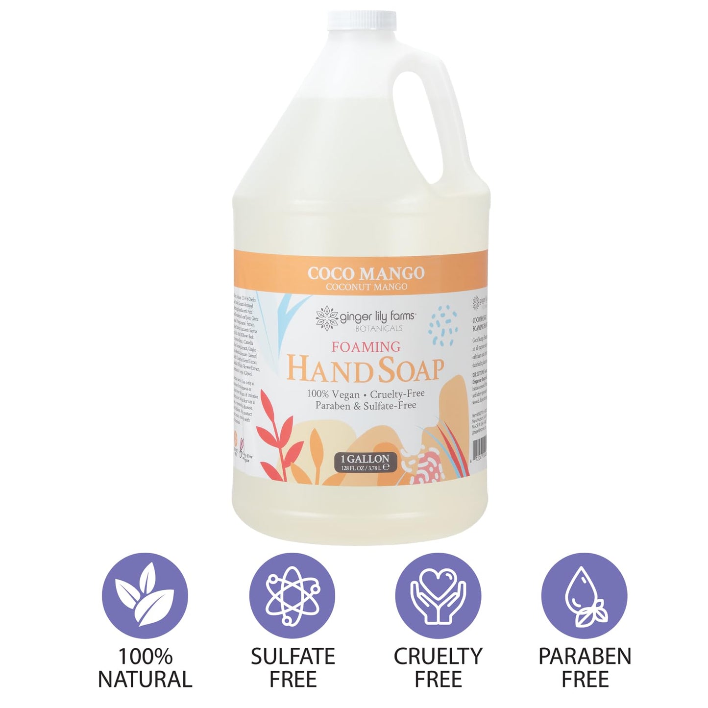 Ginger Lily Farms Botanicals All-Purpose Foaming Hand Soap Refill, Coco Mango, 100% Vegan & Cruelty-Free, Coconut Mango Scent, 1 Gallon (128 fl oz) Beauty & Personal Care Ginger Lily Farms
