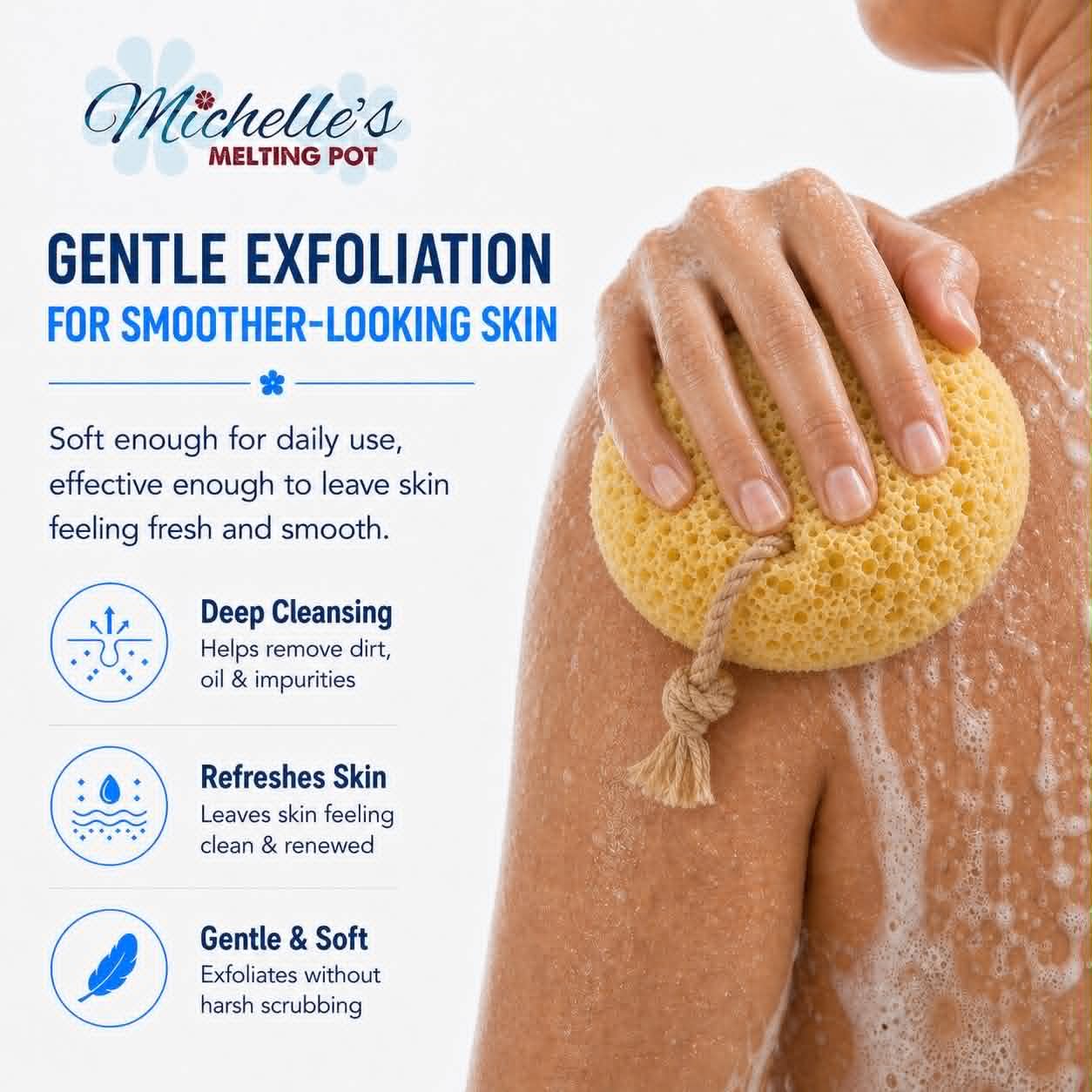 Michelle's Melting Pot Exfoliating Foam Sea Sponge, Natural Feel, Shower Loofah, Bath Sponge, Rich Lather (Set of 3) Beauty and Personal Care Michelle's Melting Pot