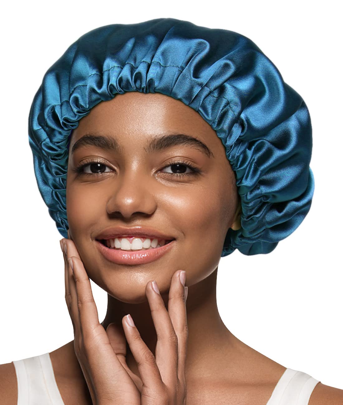 Alnorm Satin Bonnet for Women Hair Wrap for Sleeping Dark Blue Beauty and Personal Care Alnorm