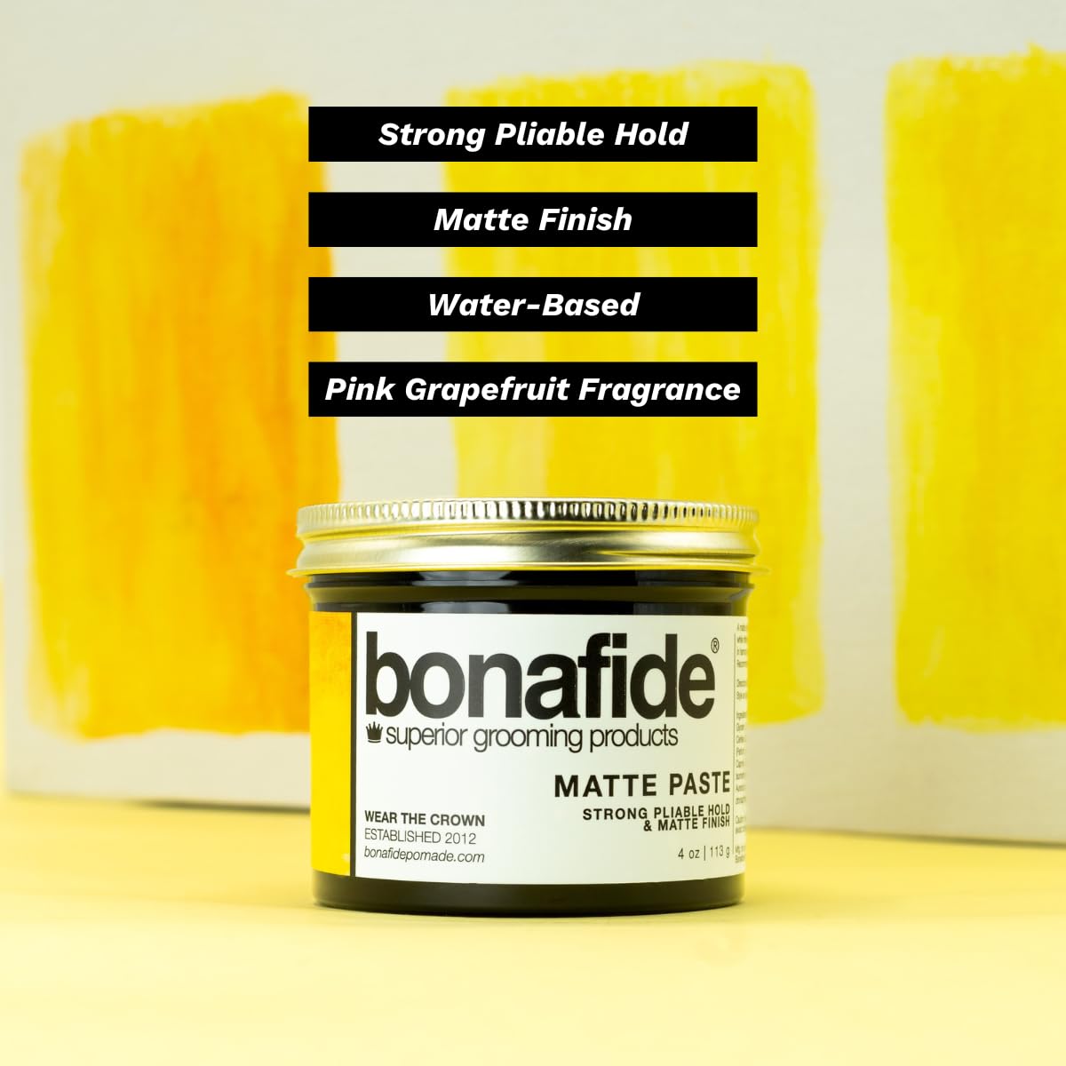 Bona Fide Pomade, Matte Paste 4 oz. | Matte Finish Texturing Pliable Strong Hold, Water Based Formula Washes out Easily, Light Citrus Fragrance Beauty & Personal Care Bona Fide Pomade
