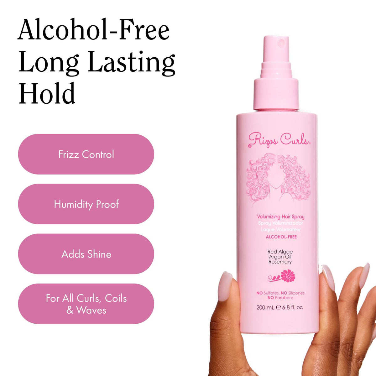 Rizos Curls Alcohol-Free Curl Hair Spray - Flexible Hold, Volume & Frizz Control - Adds Shine & Bounce for All Hair Types Wavy, Curly, Coily 1a-4c Beauty & Personal Care Rizos Curls