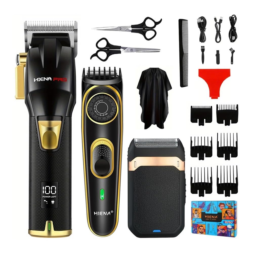 EWKYLSEM Razors HIENA Men's Premium Haircut Kit,USB Charging with LCD Display Powerful Electric Hair Clipper Essential for The Elegant Gentleman(3pcs Beauty and Personal Care EWKYLSEM
