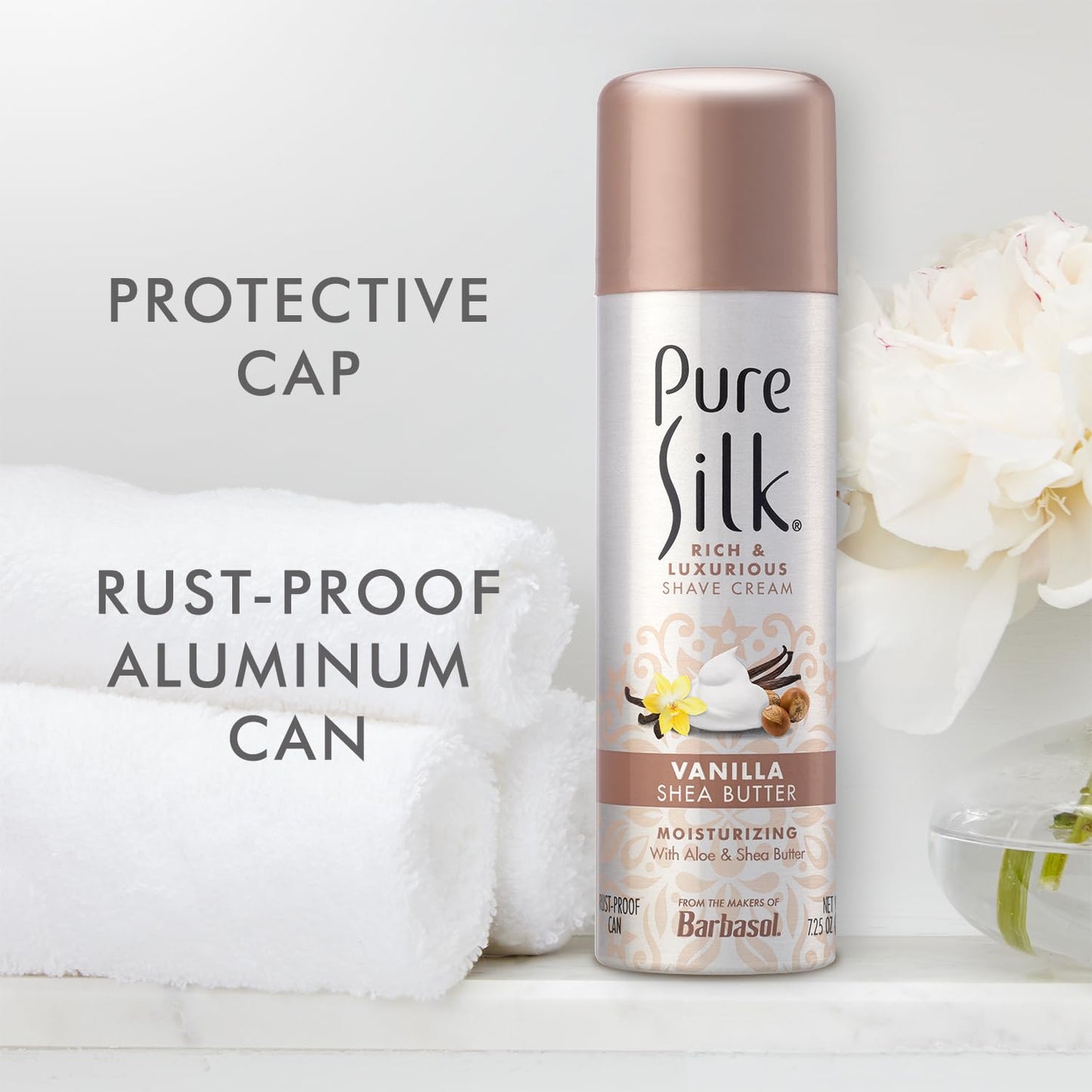 Pure Silk Vanilla Shea Butter Spa Therapy Shave Cream for Women, 7.25 oz, Pack of 6 Beauty and Personal Care Pure Silk