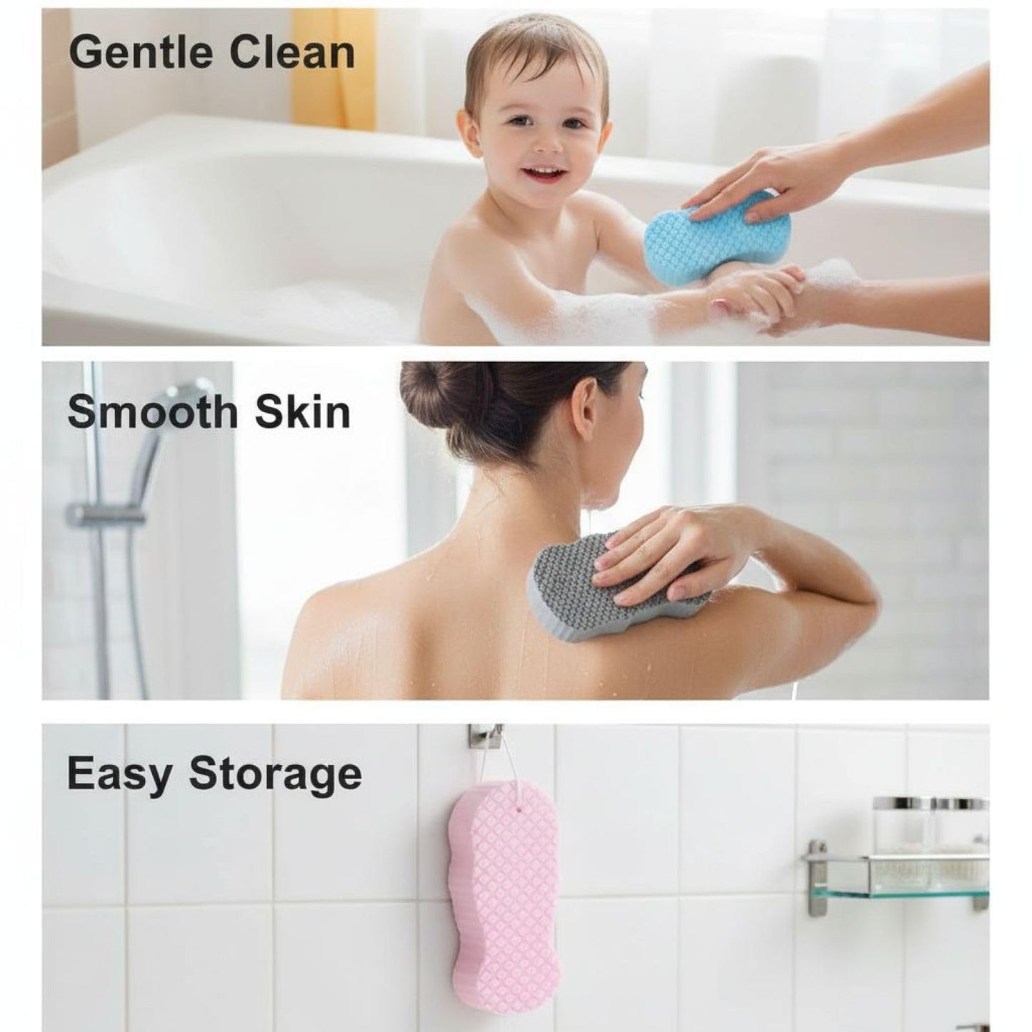 4 Pcs Exfoliating Bath Sponge Set, Body Scrubber with Fish Scale Texture, Gentle Cleansing for Young Ones and Adults, Dead Skin Removal Sponge Beauty and Personal Care wkao