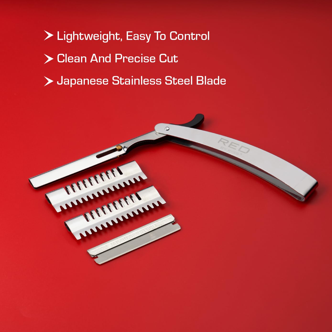 RED by Kiss Stainless Steel Hair Shaper, Shaving Razor Blades Edge Trimmer for Men, Silver, Classic Style Beauty and Personal Care Red by Kiss