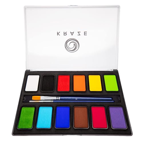 Kraze FX Basic Party Professional Face Paint Palette (12 x 10 gm) - Water Activated, Hypoallergenic, Safe, Non Toxic Body Paint Makeup Cosplay SFX Beauty & Personal Care Kraze FX