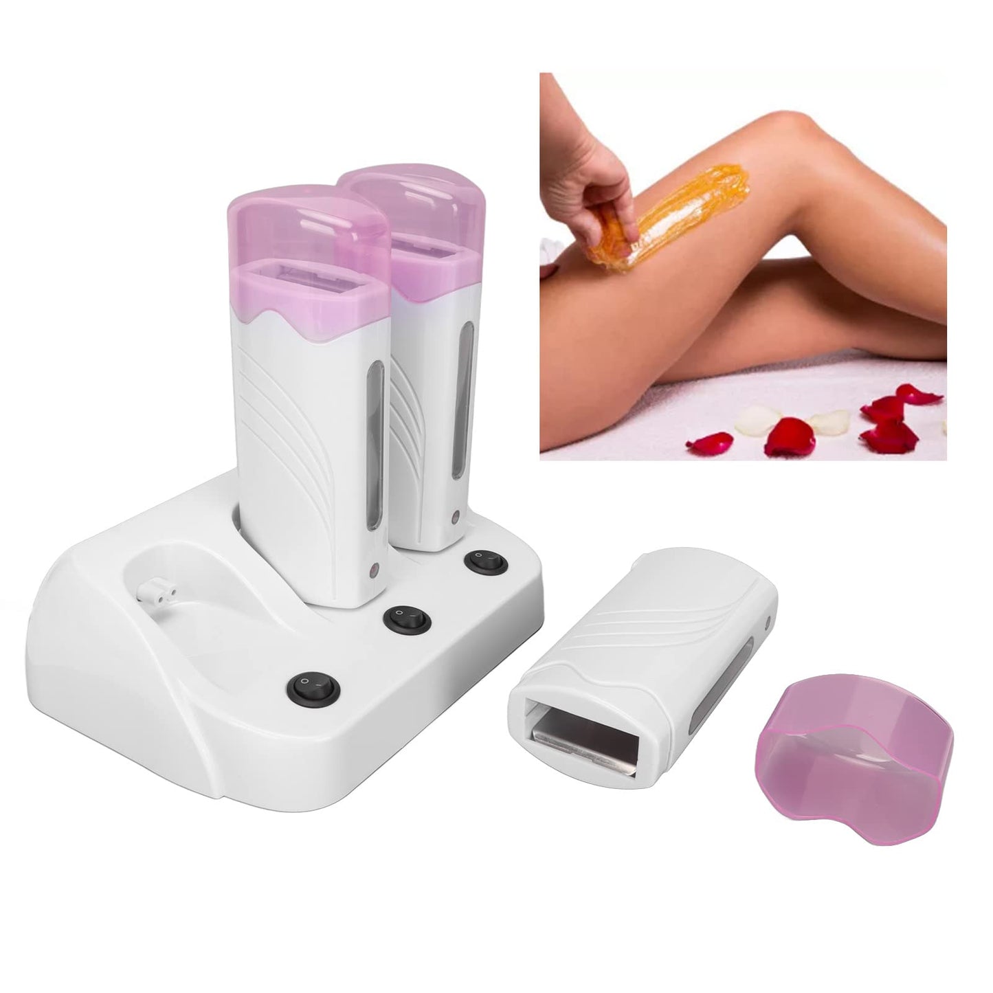 Triple Roll-On Wax Warmer Heater, Fast Heat Electric Hair Removal Wax Melting Machine, Portable Depilatory Wax Heater for Home & Salon Use Beauty and Personal Care Dioche