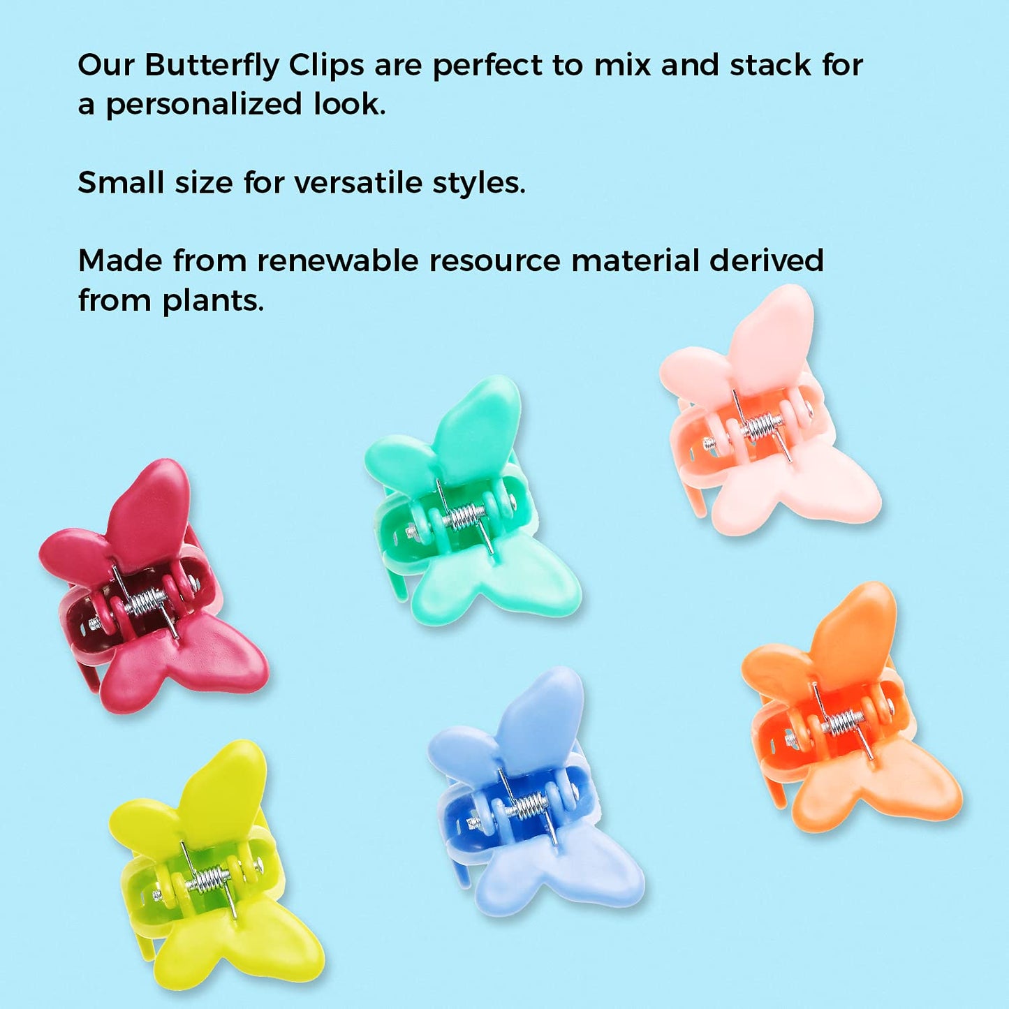 Goody Planet Bio-Plastic Mini Butterfly Clips - Assorted, 6 Count - Snap and Go Closure Helps Keep Hair Secured and Styled with Ease for All Hair Beauty & Personal Care GOODY