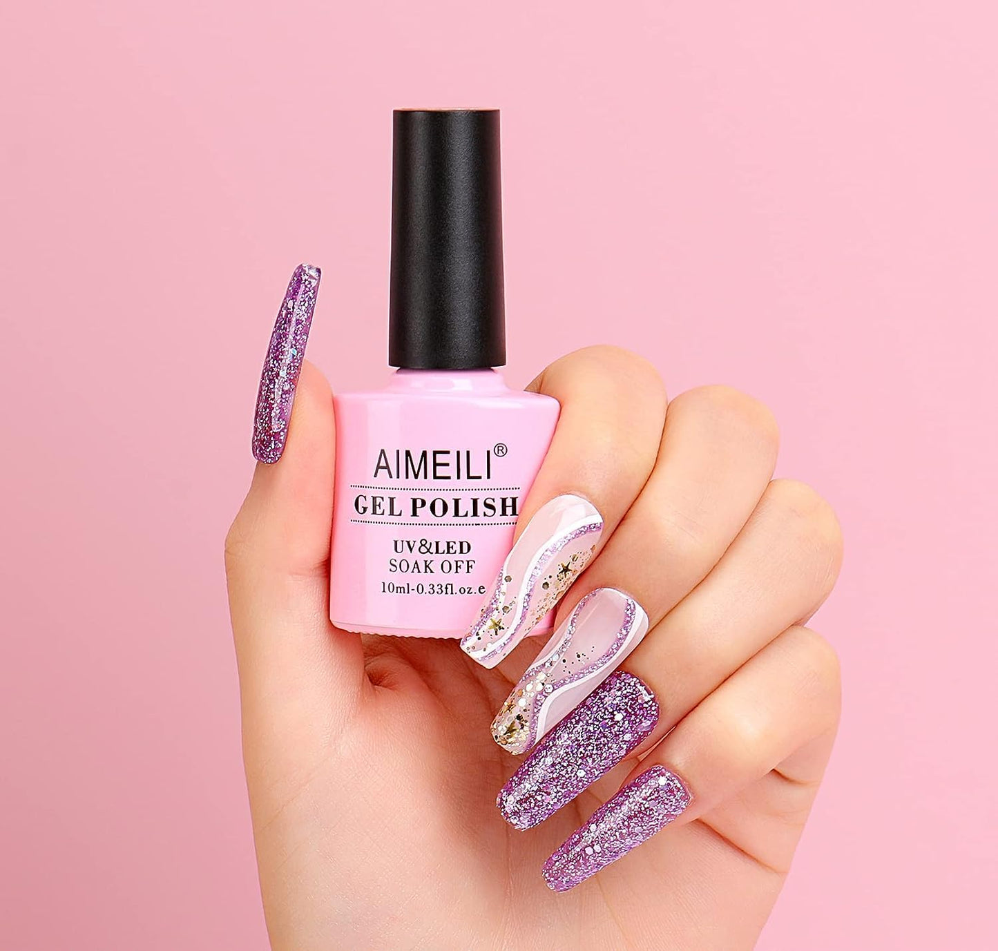 AIMEILI Soak Off U V LED Gel Nail Polish - Princess Glitter (049) 10ml Beauty & Personal Care AIMEILI