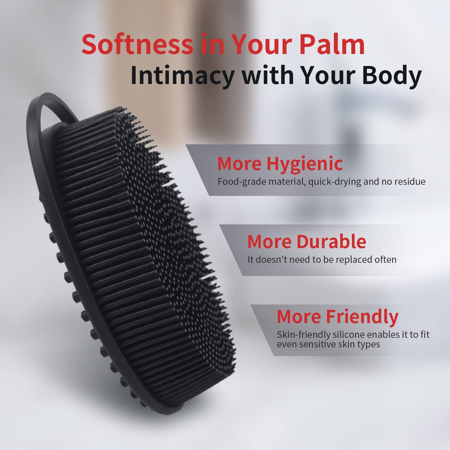 Silicone Body Wash Scrubber/Loofah, Exfoliating Body Scrub Brush for Use in Shower, Mens Women, Gifts for Dad Beauty and Personal Care LEILA