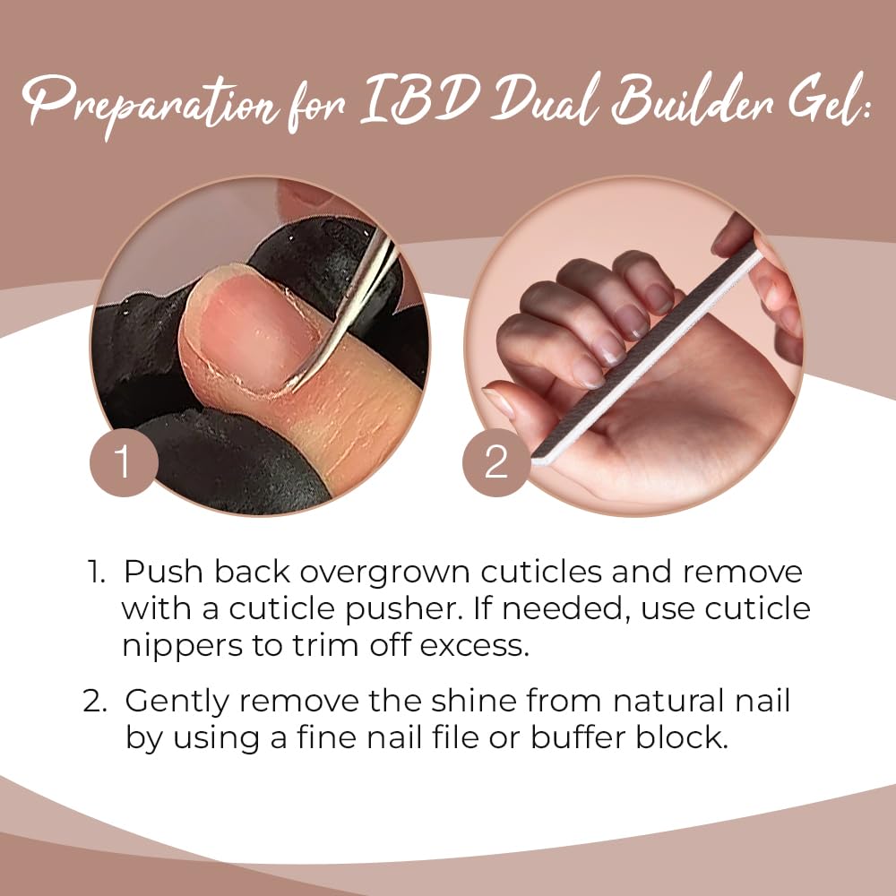 IBD Dual Builder Gel - Soft Gels and Adhesive Soak Off for Artificial Nail Extension, Professional Manicure Sculpting and Overlays, Warm Nude, 0.5 oz
