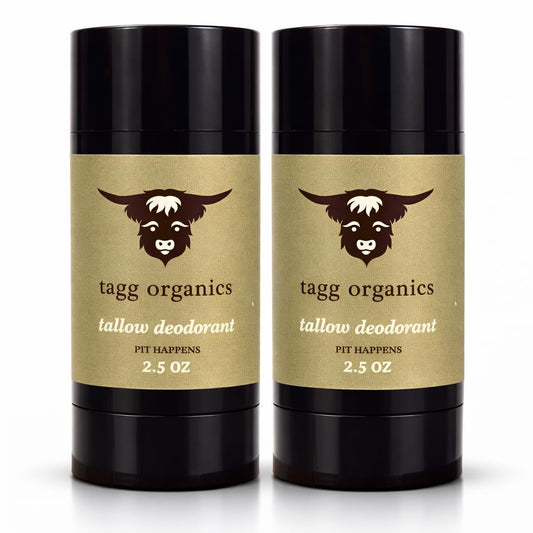 TAGG ORGANICS Citrus-Mint Grass-Fed Tallow Deodorant, Aluminum-Free with Vitamin K & Natural Odor Neutralizers (Pit Happens, 2.5 oz, 2-Pack) Beauty and Personal Care TAGG ORGANICS
