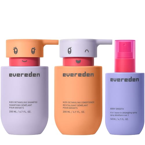 Evereden Kids Hair Trio Set: Hair Shampoo, Conditioner and Detangling Spray for Kids Ages 3+, Plant Protein Peptides & Argan Oil, Vegan, Free from Beauty & Personal Care Evereden
