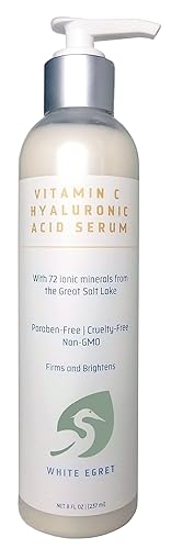 White Egret Hyaluronic Acid with Vitamin C, 72 Ionic Minerals from The Great Salt Lake for Firming, and brightening Skin, 8 fl. Oz Beauty & Personal Care White Egret