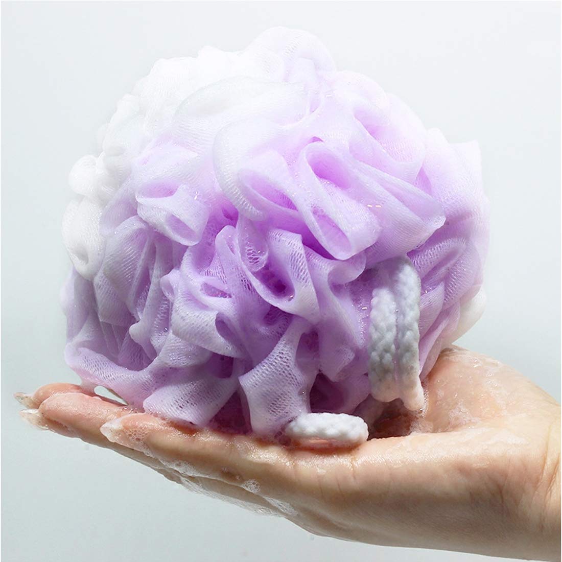 LISSOMPLUME Bath Shower Sponge Loofah Mesh Pouf Brush Ball Exfoliating Accessory Purple Color Beauty and Personal Care LISSOMPLUME