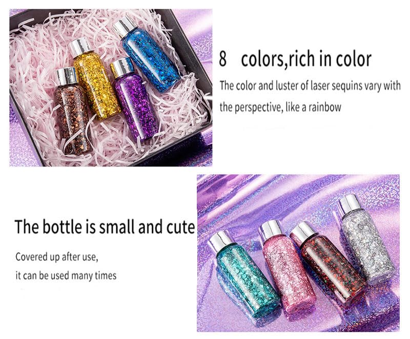 Body Glitter Gel, Face Glitter Body Glitter Liquid Eyeshadow, Face Hair Nail Glitter, Holiday Glitter Makeup (7) Beauty & Personal Care JUDEWY