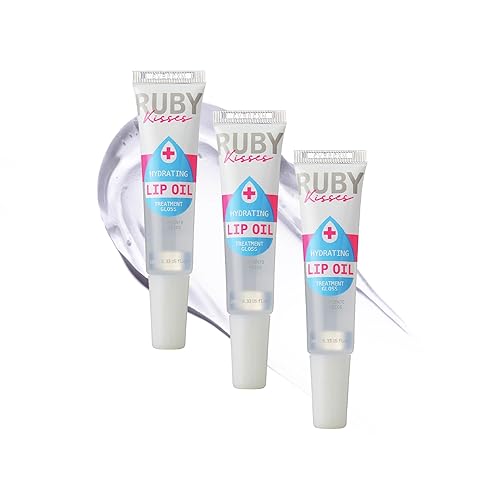Ruby Kisses Hydrating Clear Lip Oil Treatment Gloss (3 Pack), Hydrates & Heals with Vitamin E & Jojoba, Lightweight Non-Greasy Formula with Almond Beauty & Personal Care Ruby Kisses