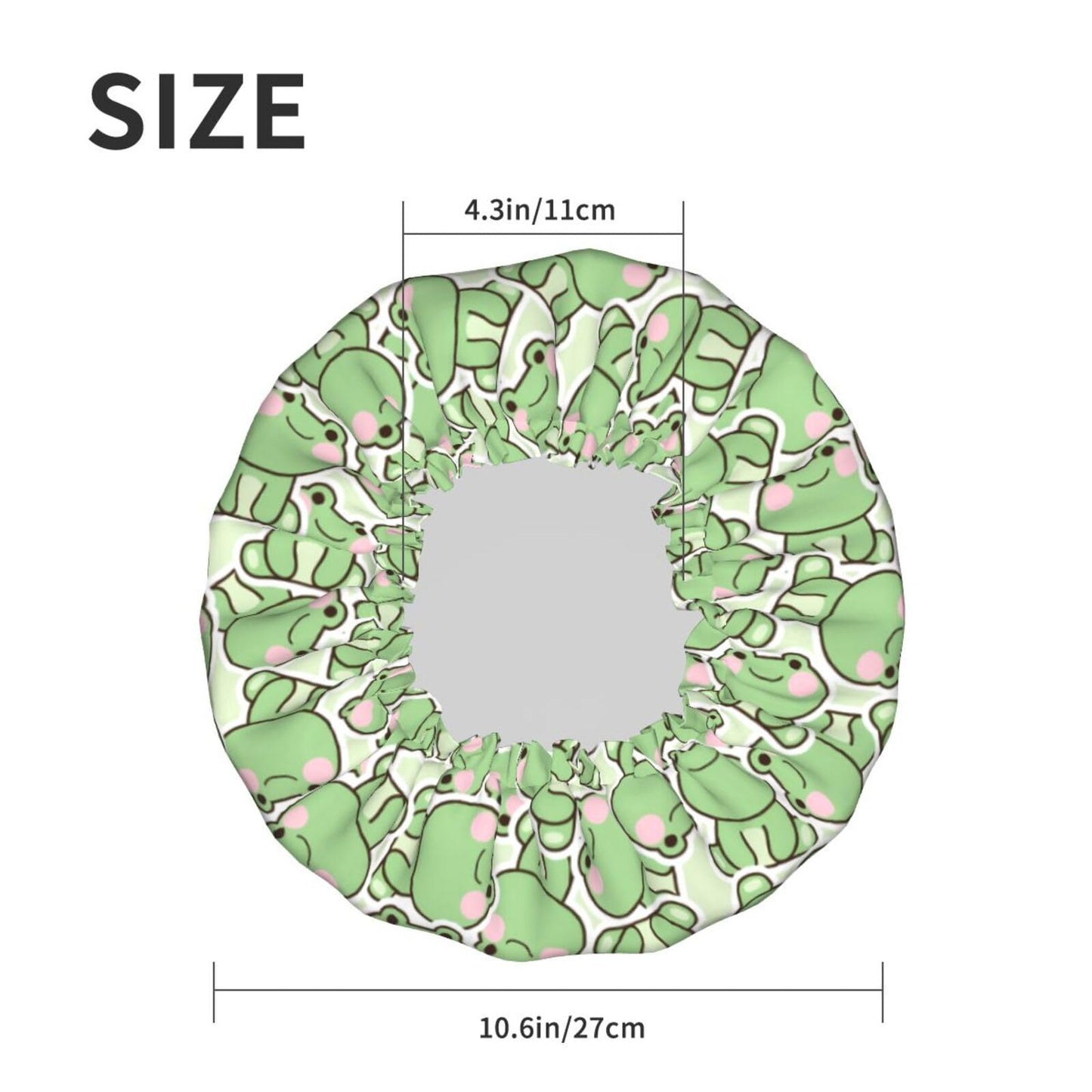 Cute Frogs Shower Cap For Women Reusable Waterproof Double Layers Bath Cap Hair Protection Elastic Ladies Spa Salon Shower Hat Beauty and Personal Care YUZEKABZ